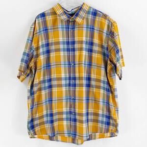HABAND Plaid Casual Button Down Short Sleeve Shirt